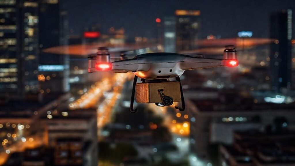 Drones nocturnos entregan paquetes eficientemente