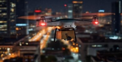 Drones nocturnos entregan paquetes eficientemente