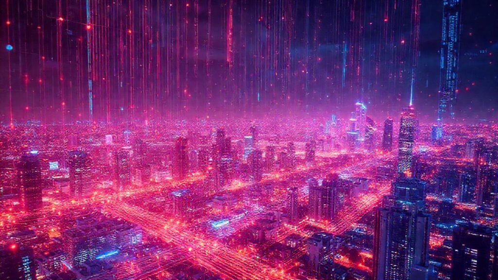 Blockchain futurista protege datos digitales brillantes