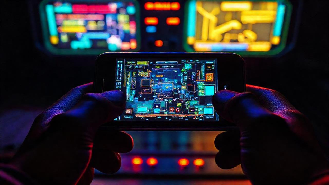 Control retro con gráficos vibrantes