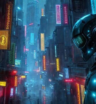 Ciudad cyberpunk futurista