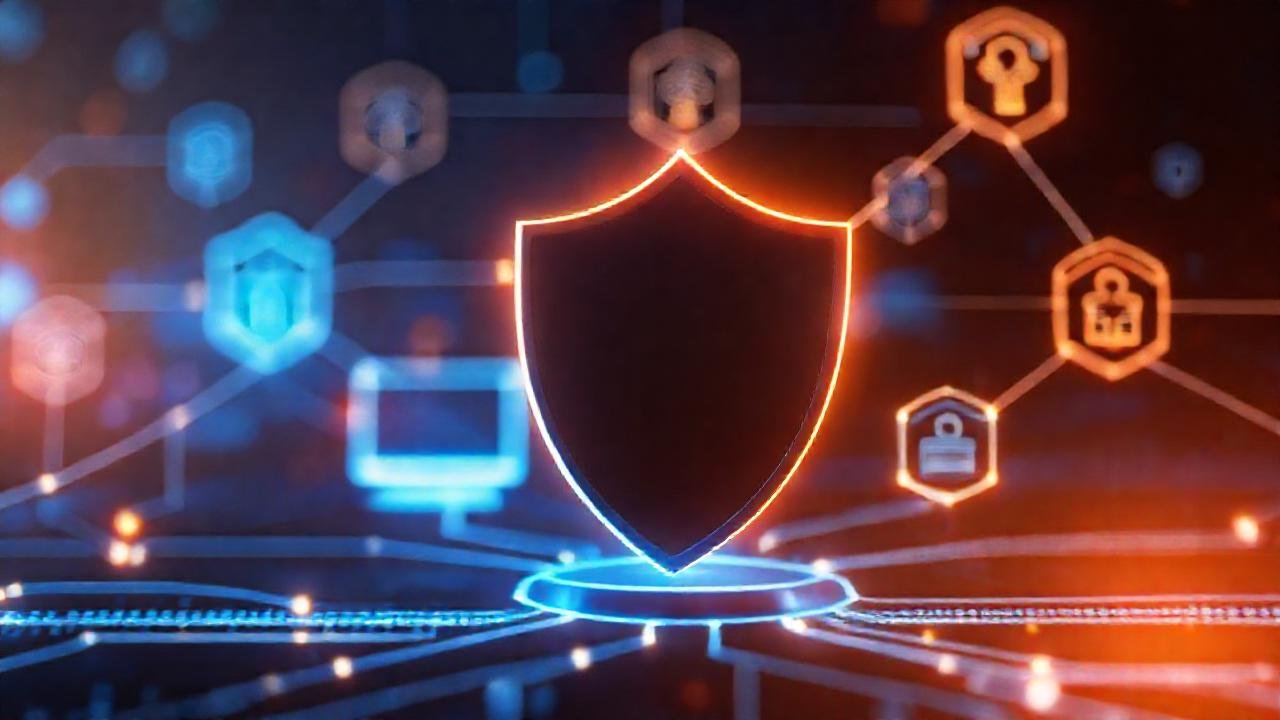 Protección digital en red futurista