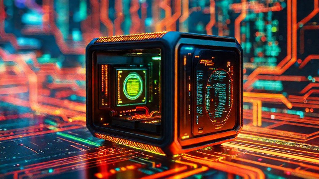 Un PC futurista emite velocidad y potencia