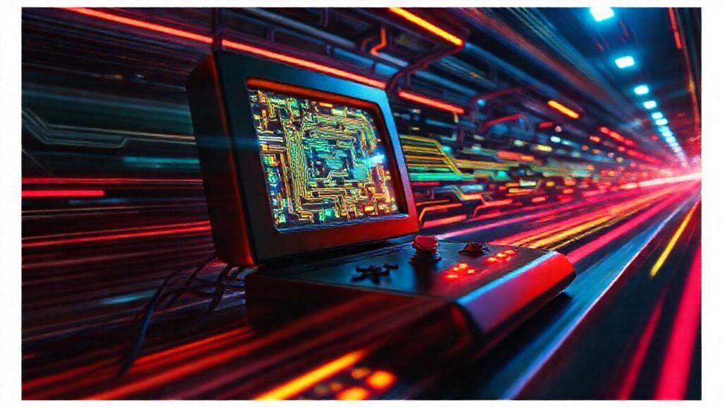 Consola retro con acción dinámica