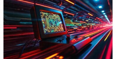 Consola retro con acción dinámica