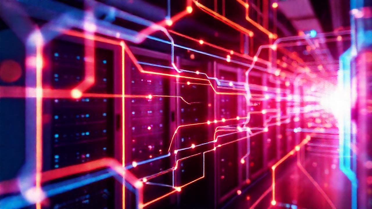 Redes digitales futuristas fluyen con complejidad