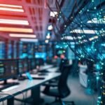 Un espacio de oficina tecnológico y vibrante