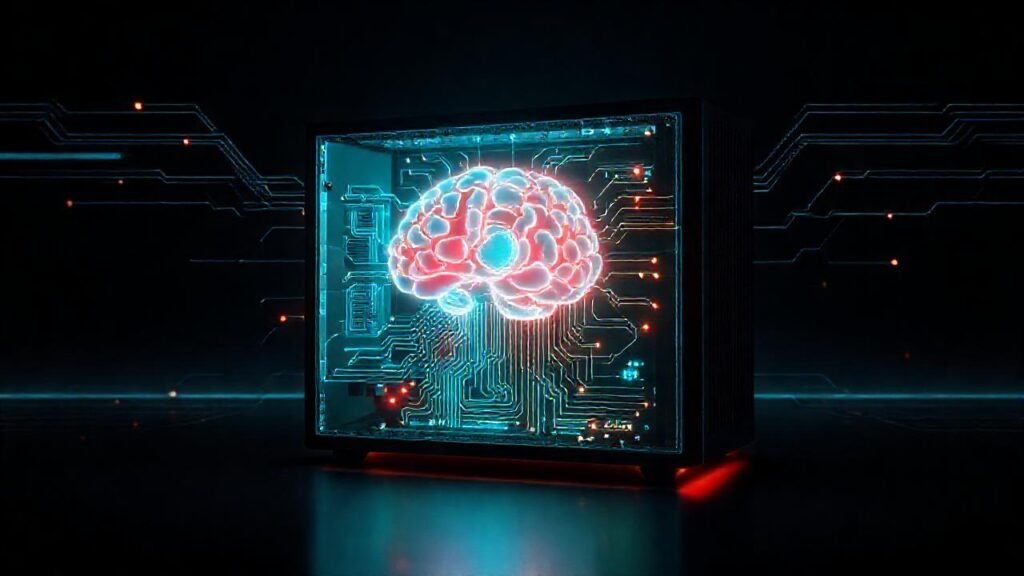 PC futurista: elegancia tecnológica y datos