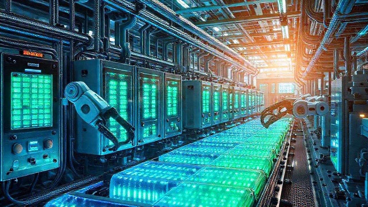 Planta de reciclaje futurista, limpia y eficiente