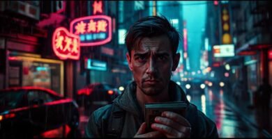 Ciudad cyberpunk oscura